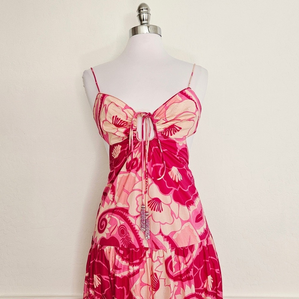 FARM Rio Pink and Cream Floral Tie-Front Maxi Dress - Picture 9 of 16